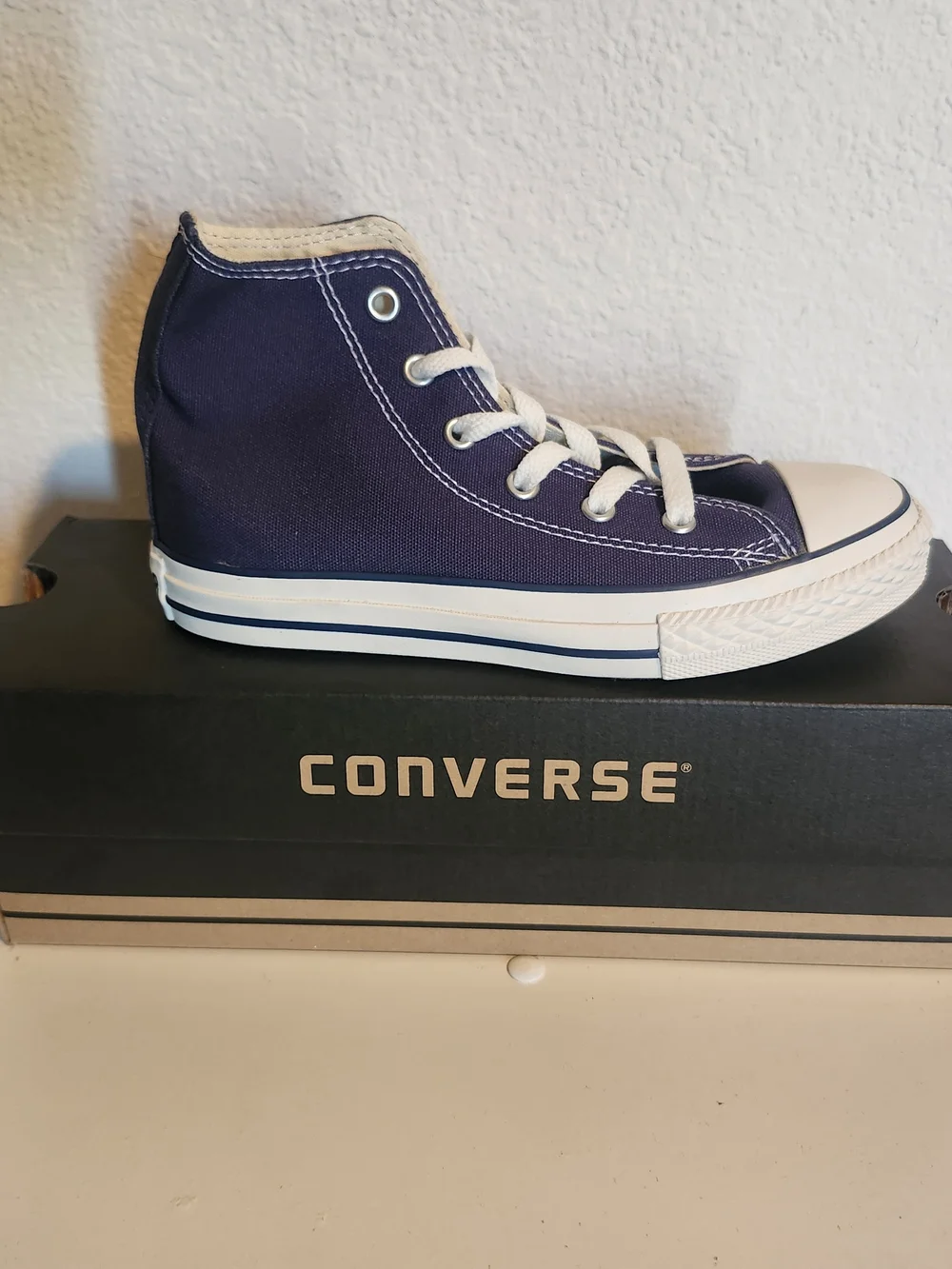 Converse Kids High Top Sneakers - Navy Blue with White Accents
